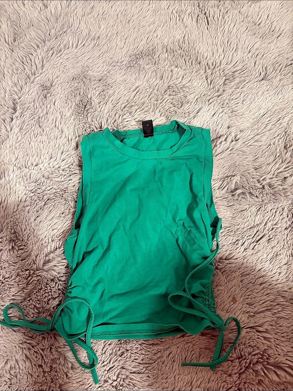 SHEIN EZwear Solid Drawstring Side Tank Top Green